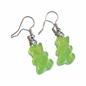 Green Gummy Bear Dangle Earrings